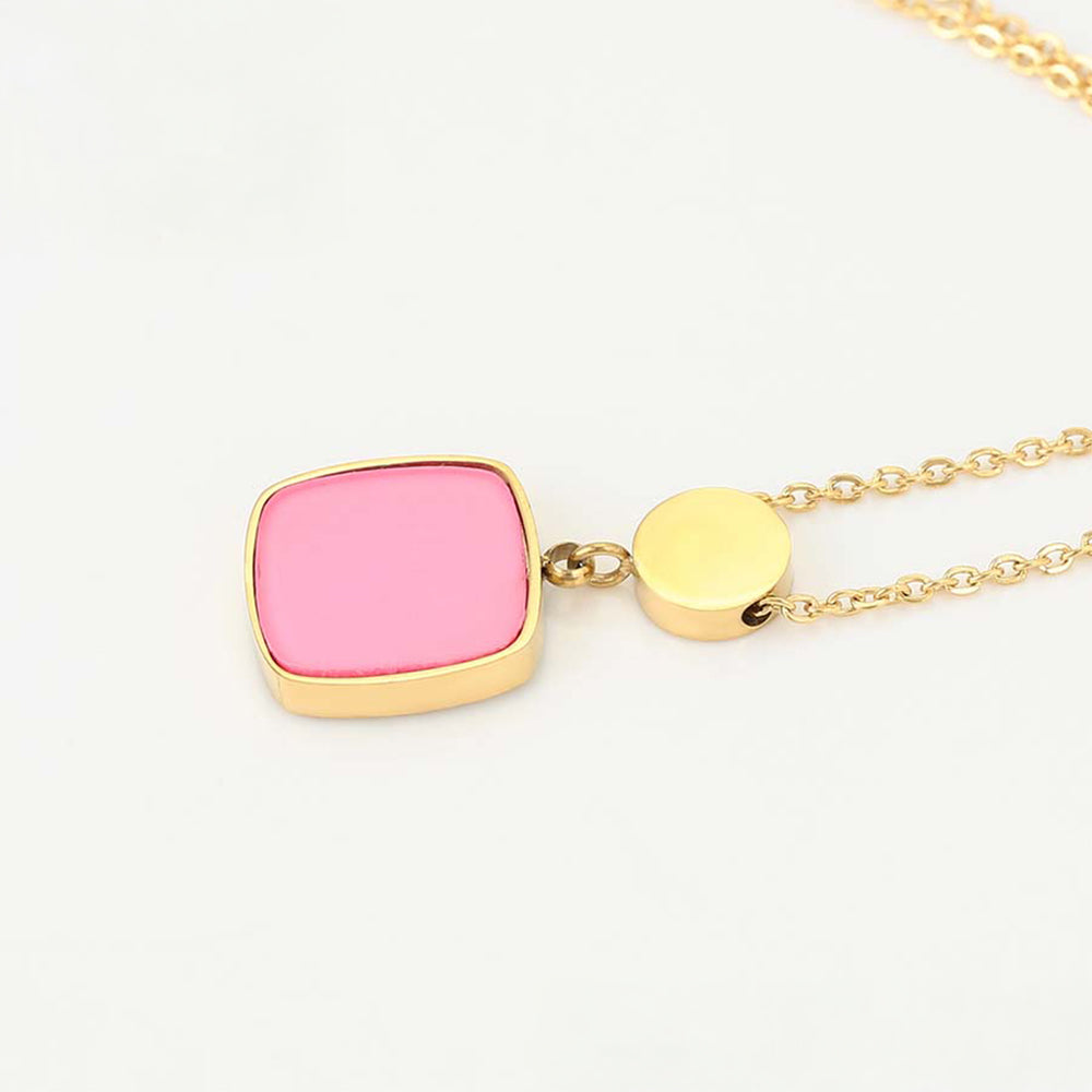 Pozlacený Slitinový Náhrdelník s Růžovým Emporia® Křišťálem 6 