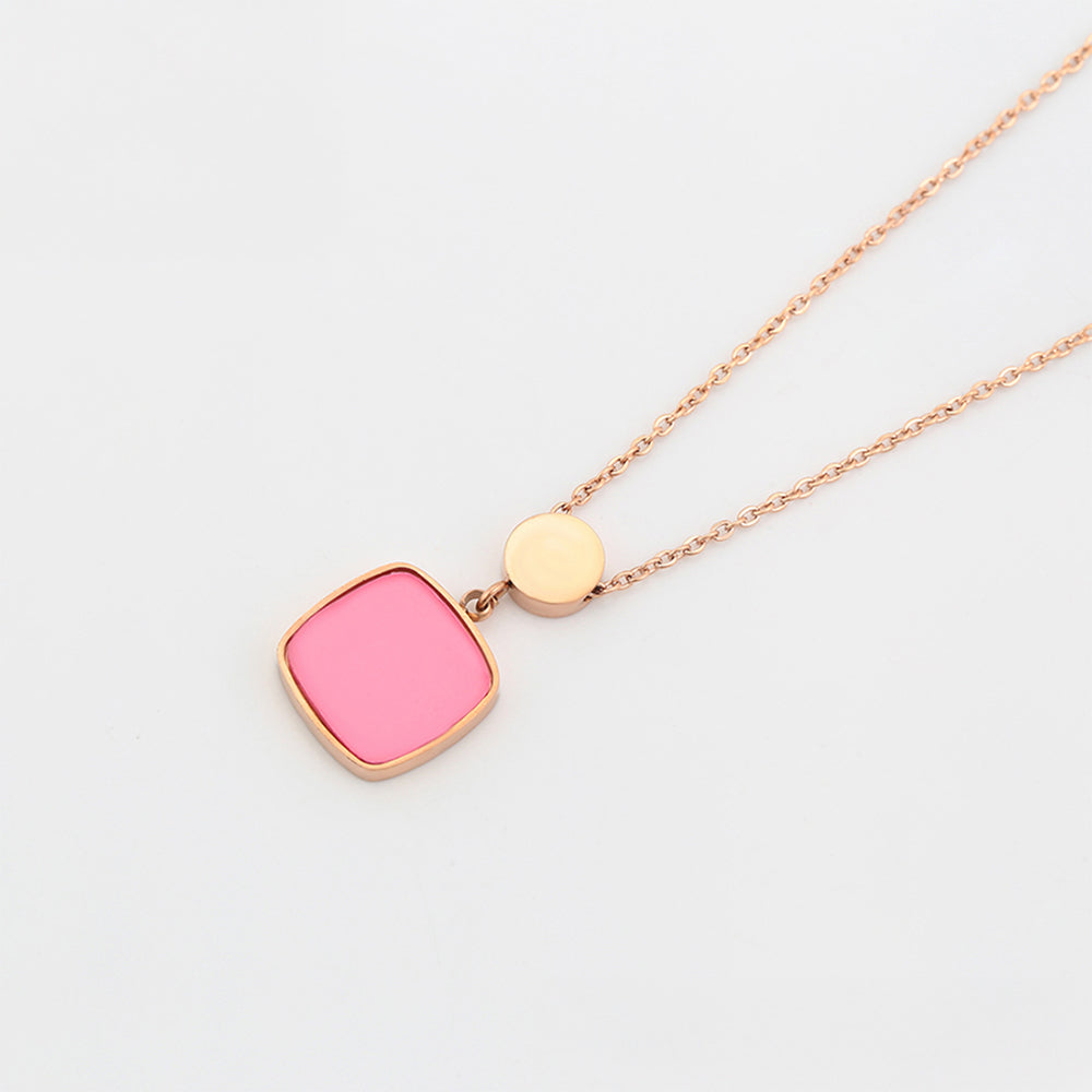 Pozlacený Slitinový Náhrdelník s Růžovým Emporia® Křišťálem 4 