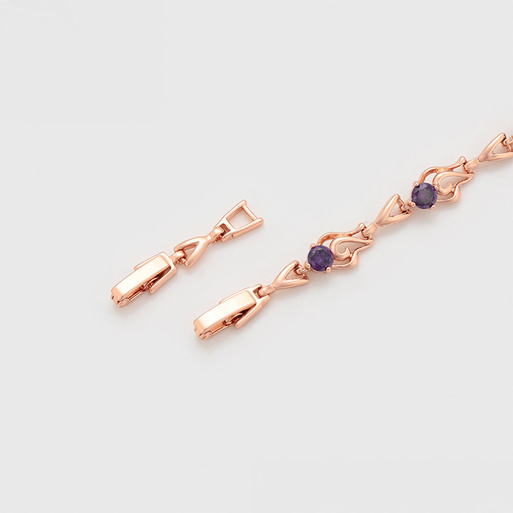 Pozlacený Slitinový Náramek s Fialovým Emporia® Křišťálem