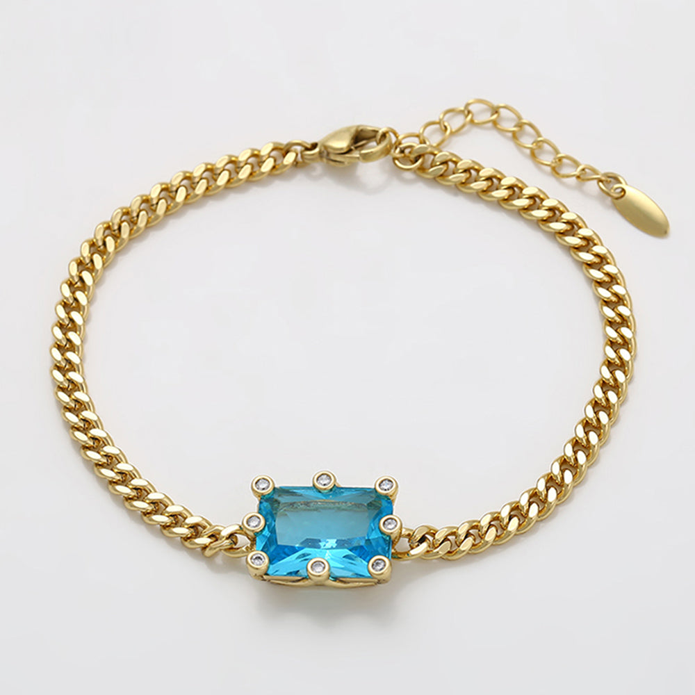 Pozlacený Slitinový Náramek s Modrým Emporia® Křišťálem