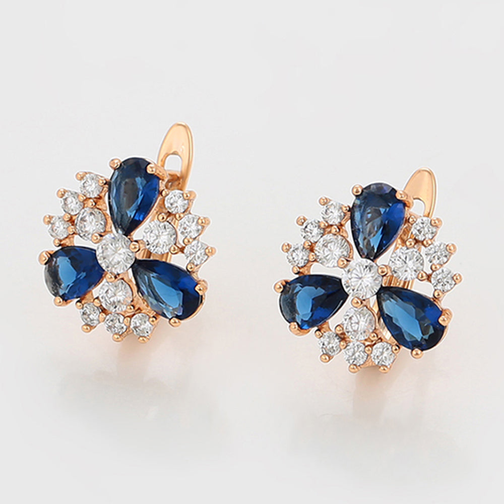 Pozlacené Slitinové Náušnice s Modrým Emporia® Křišťálem a Bílým Emporia® Křišťálem 3 