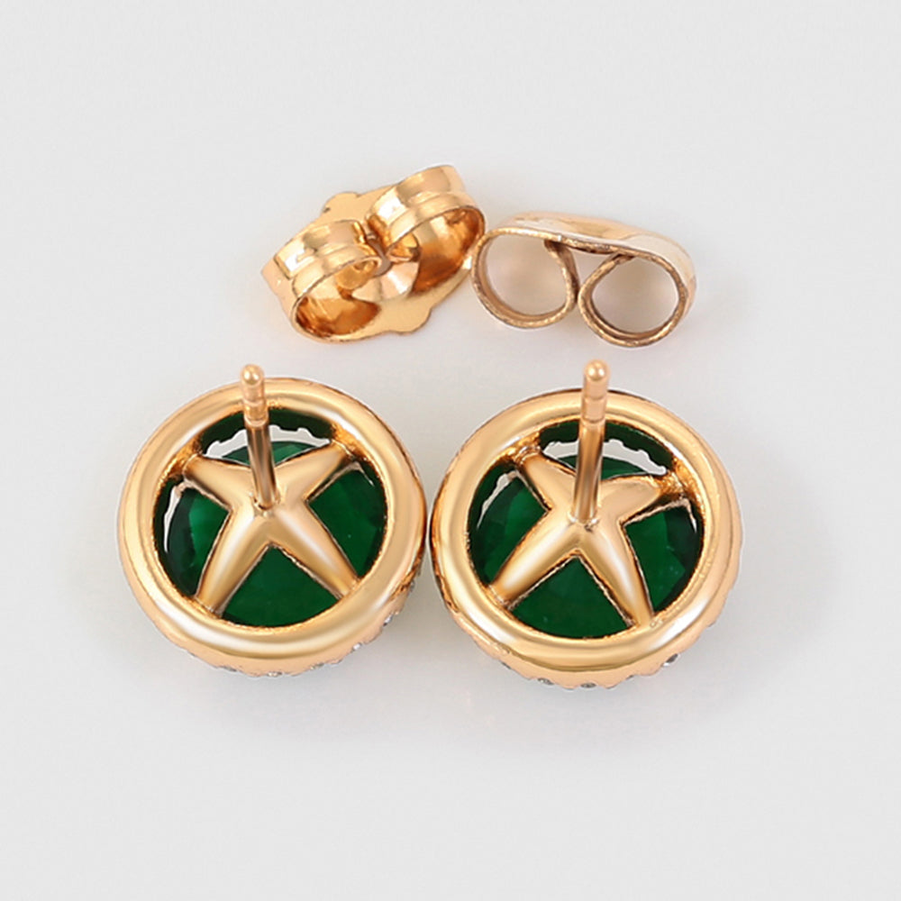 Pozlacené Slitinové Náušnice se Zeleným Emporia® Křišťálem a Bílým Emporia® Křišťálem 7 