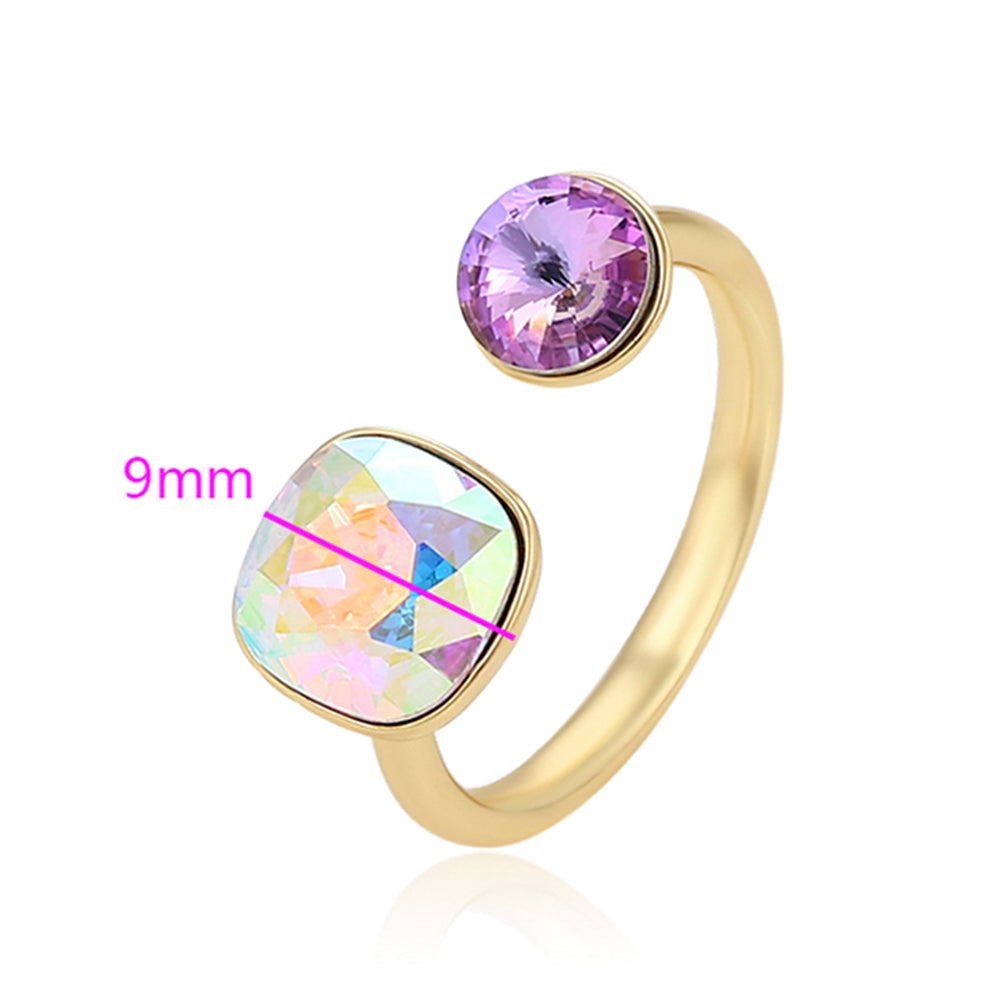 Pozlacený Slitinový Prsten s Fialovým Emporia® Křišťálem a Bílým Emporia® Křišťálem