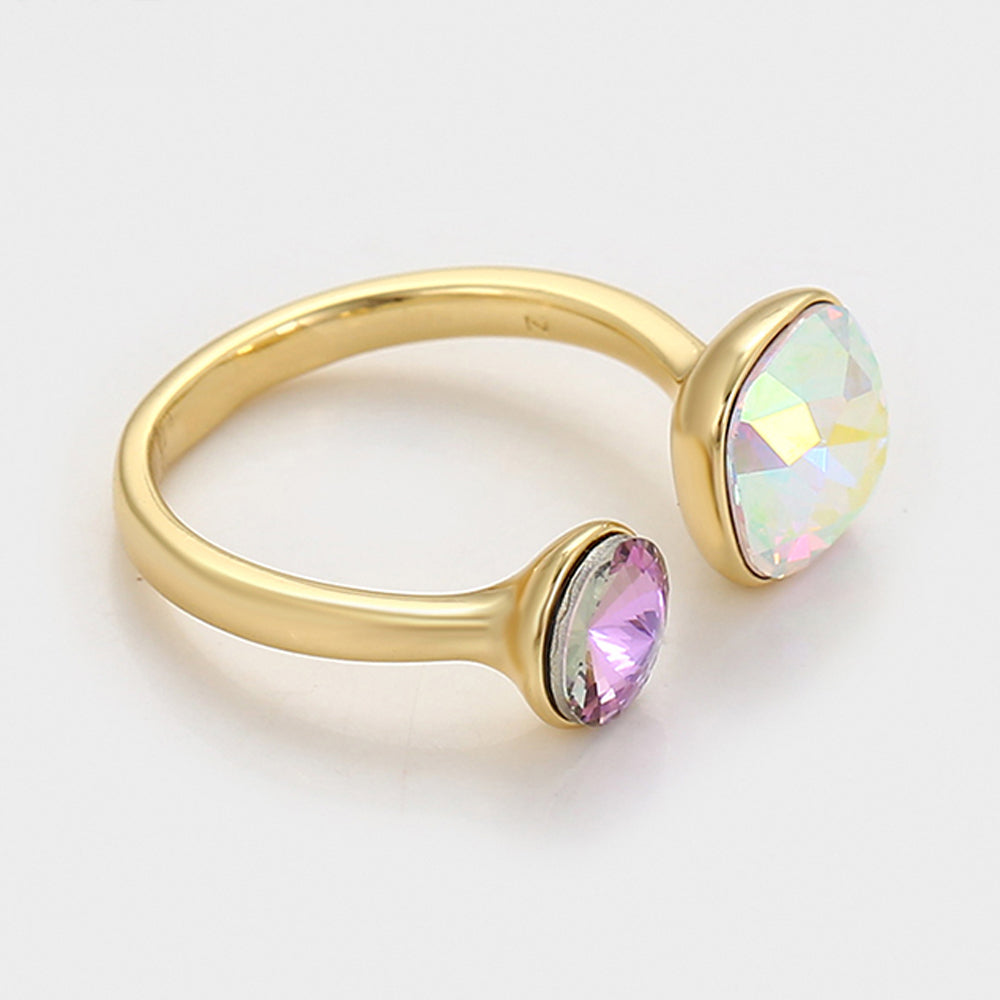 Pozlacený Slitinový Prsten s Fialovým Emporia® Křišťálem a Bílým Emporia® Křišťálem