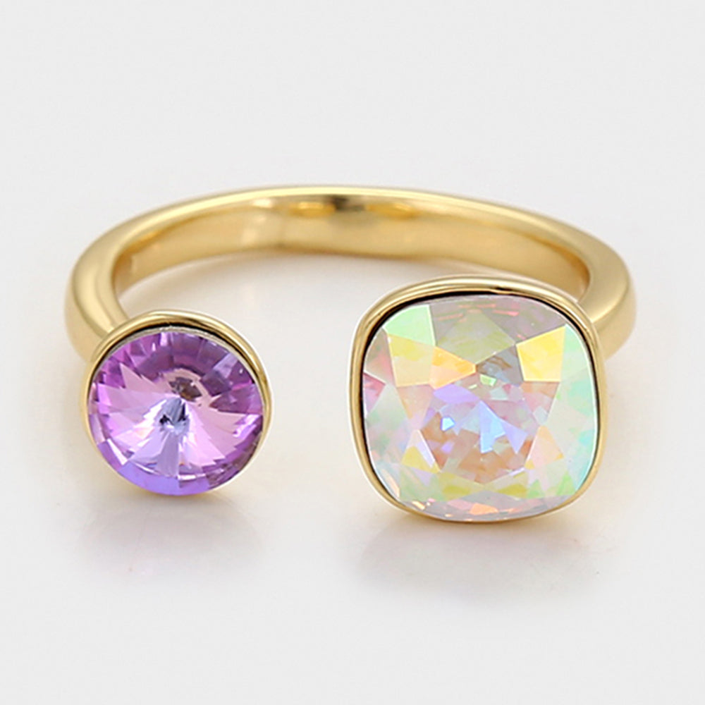 Pozlacený Slitinový Prsten s Fialovým Emporia® Křišťálem a Bílým Emporia® Křišťálem 6 