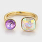 Pozlacený Slitinový Prsten s Fialovým Emporia® Křišťálem a Bílým Emporia® Křišťálem