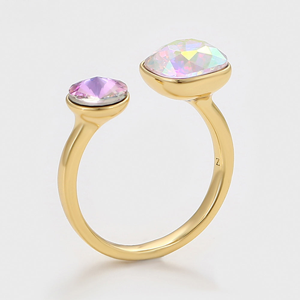 Pozlacený Slitinový Prsten s Fialovým Emporia® Křišťálem a Bílým Emporia® Křišťálem 7 