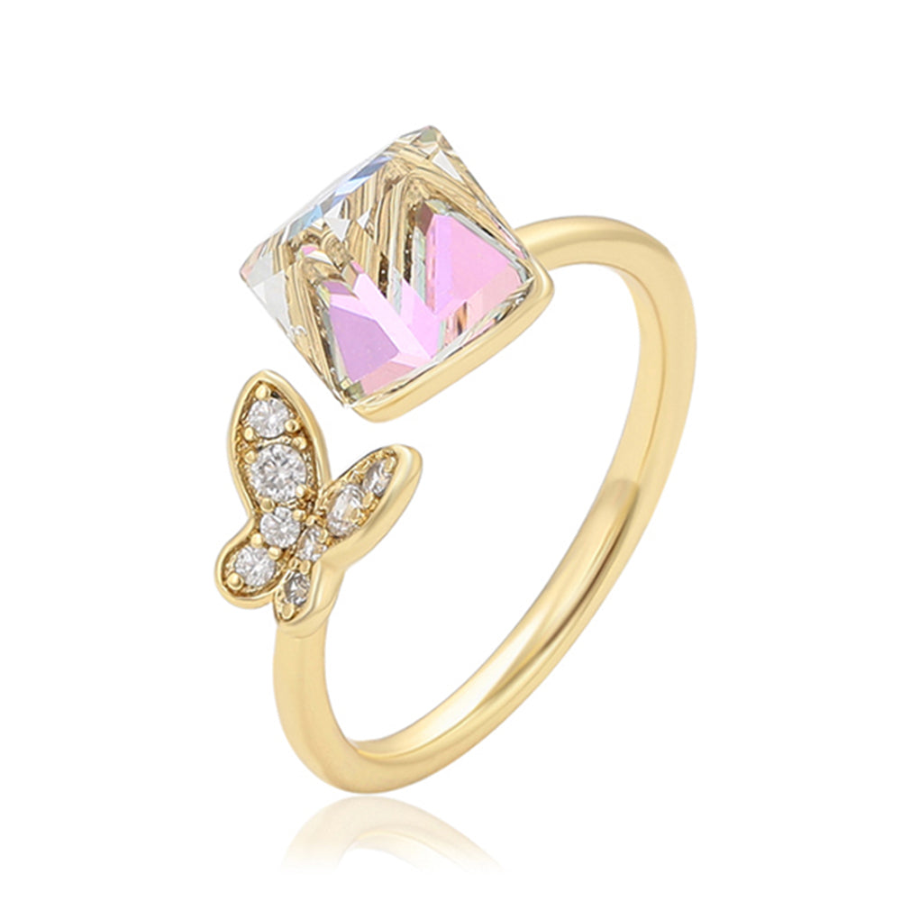 Pozlacený Slitinový Prsten s Bílým Emporia® Křišťálem 1 