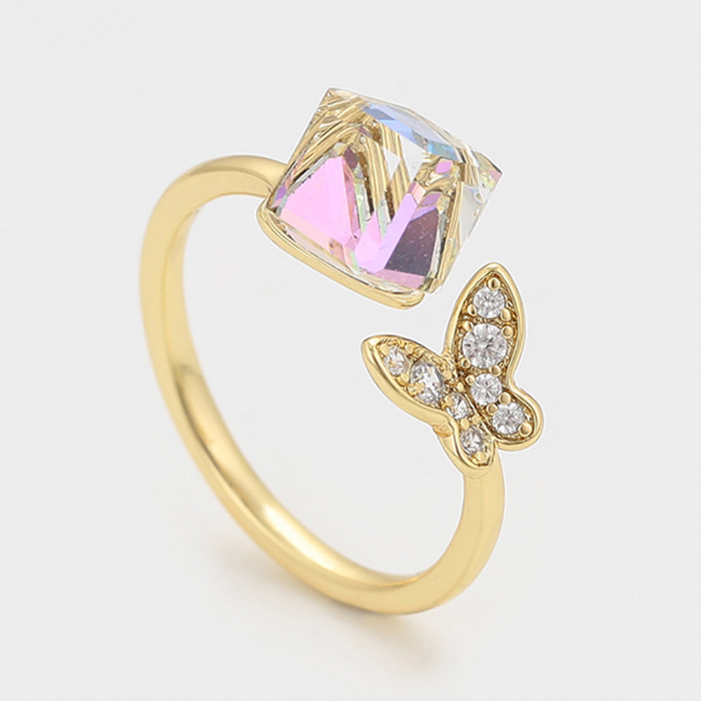 Pozlacený Slitinový Prsten s Bílým Emporia® Křišťálem 3 