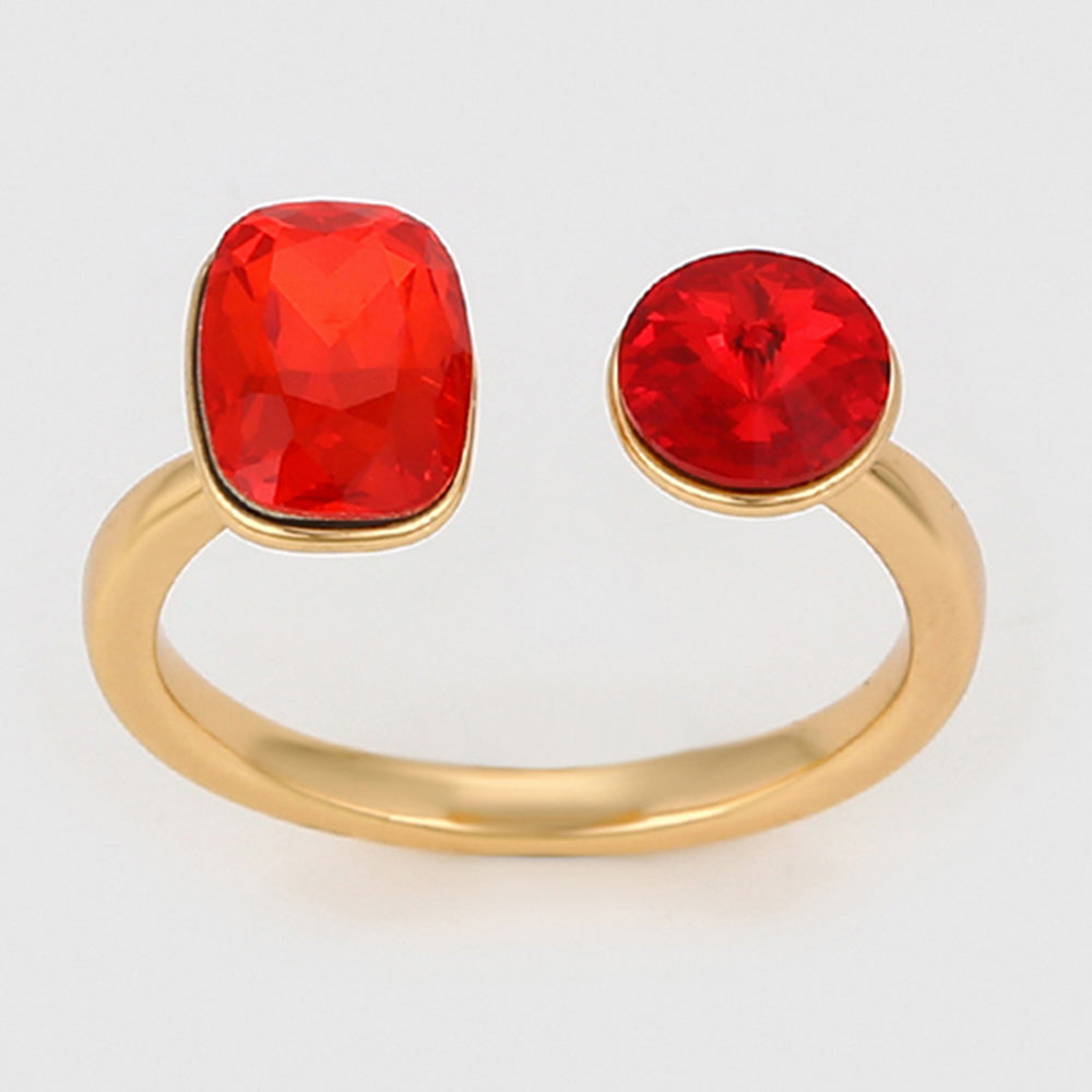 Pozlacený Slitinový Prsten s Červeným Emporia® Křišťálem 3 