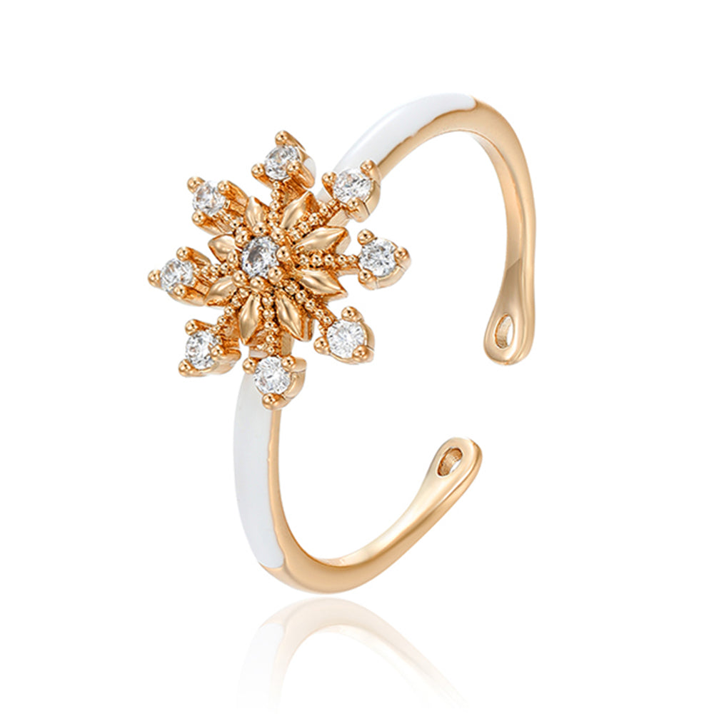 Pozlacený Slitinový Prsten s Bílým Emporia® Křišťálem a se Smaltem 1 