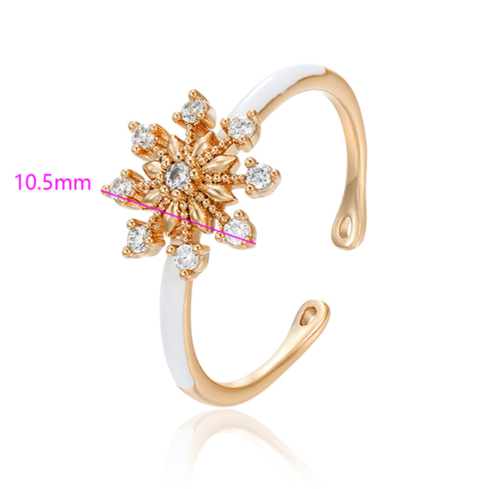 Pozlacený Slitinový Prsten s Bílým Emporia® Křišťálem a se Smaltem 2 