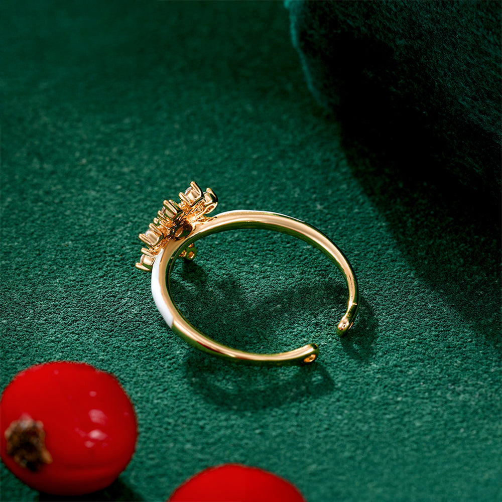 Pozlacený Slitinový Prsten s Bílým Emporia® Křišťálem a se Smaltem 4 