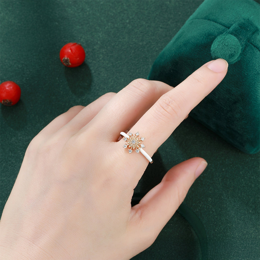 Pozlacený Slitinový Prsten s Bílým Emporia® Křišťálem a se Smaltem 6 