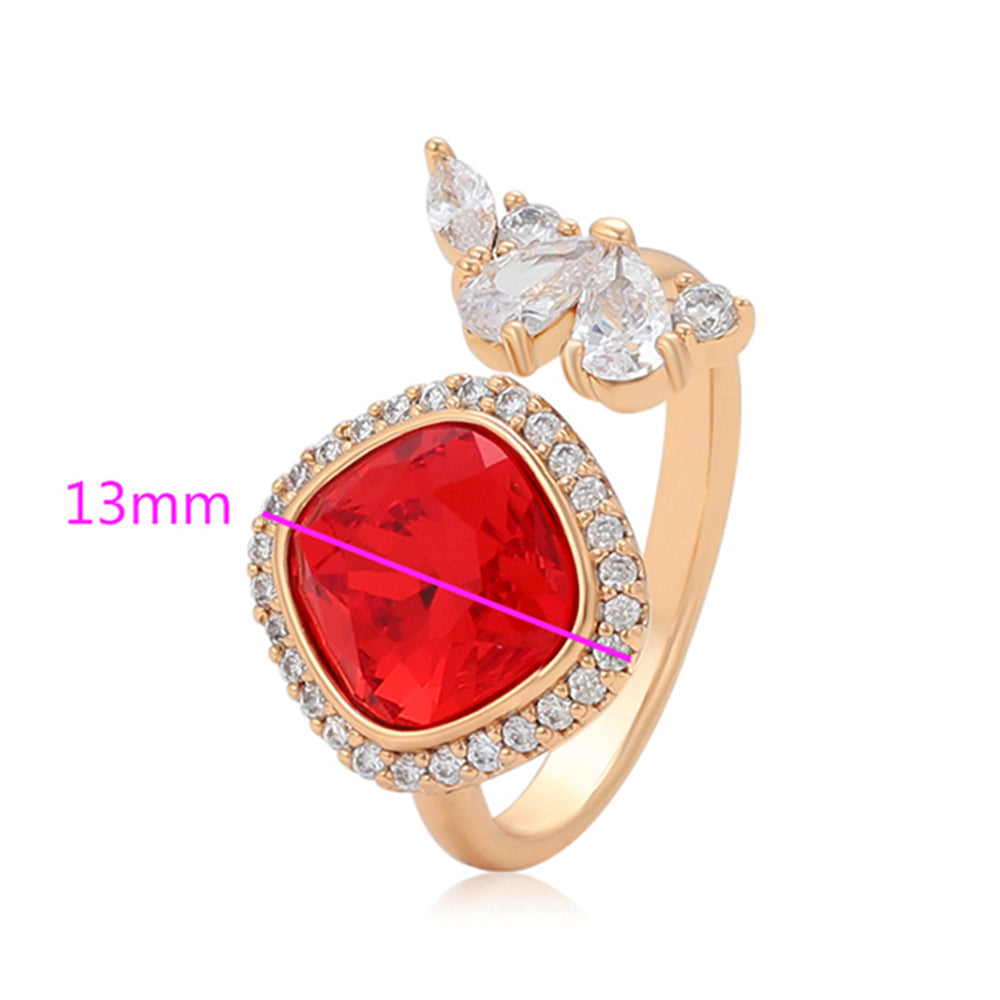 Pozlacený Slitinový Prsten s Červeným Emporia® Křišťálem a Bílým Emporia® Křišťálem 2 