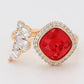 Pozlacený Slitinový Prsten s Červeným Emporia® Křišťálem a Bílým Emporia® Křišťálem