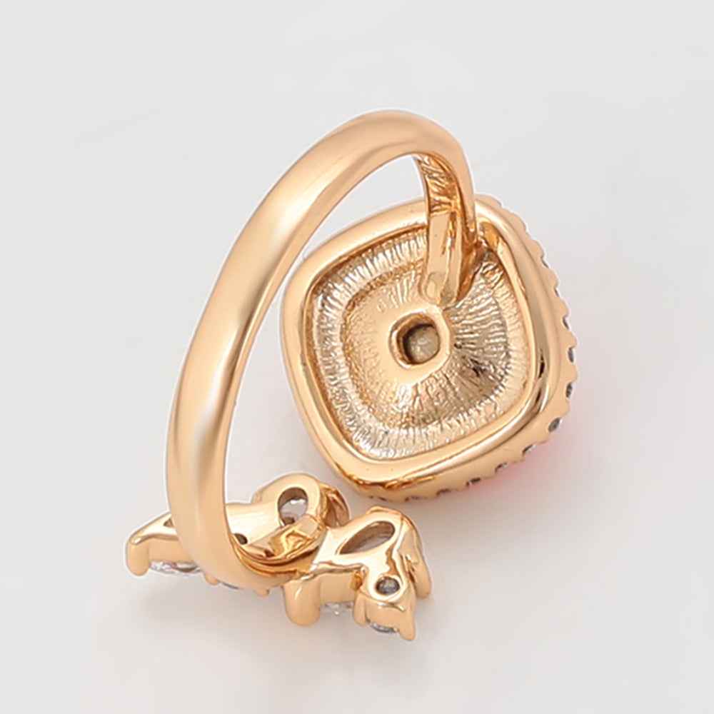 Pozlacený Slitinový Prsten s Červeným Emporia® Křišťálem a Bílým Emporia® Křišťálem 7 