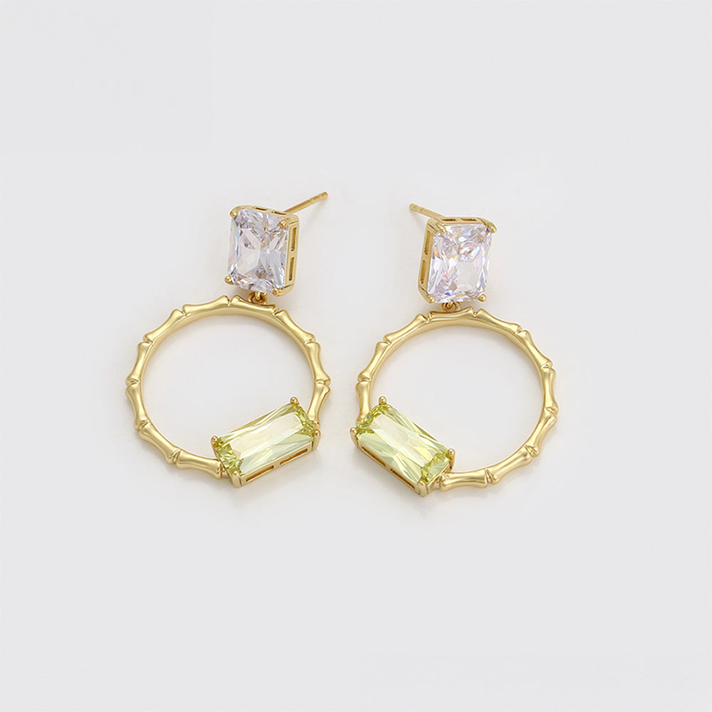 Pozlacené Slitinové Náušnice se Zeleným Emporia® Křišťálem a Bílým Emporia® Křišťálem