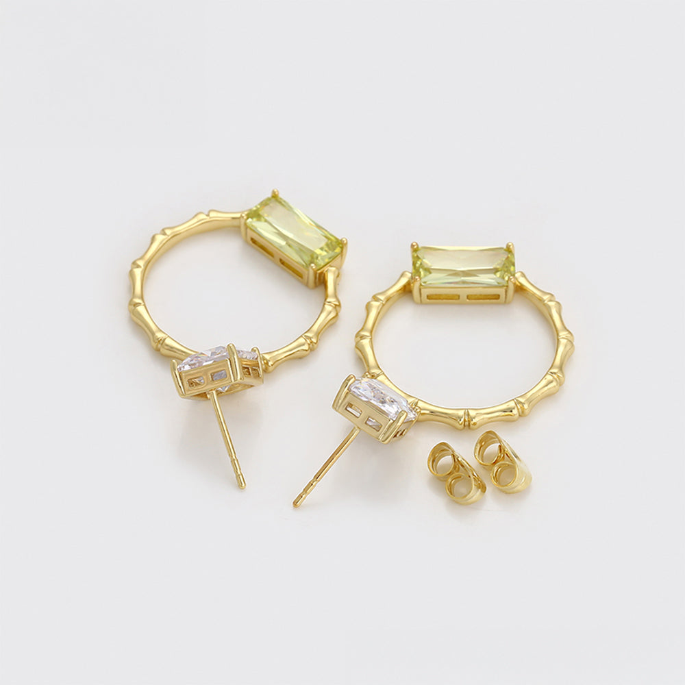 Pozlacené Slitinové Náušnice se Zeleným Emporia® Křišťálem a Bílým Emporia® Křišťálem 6 