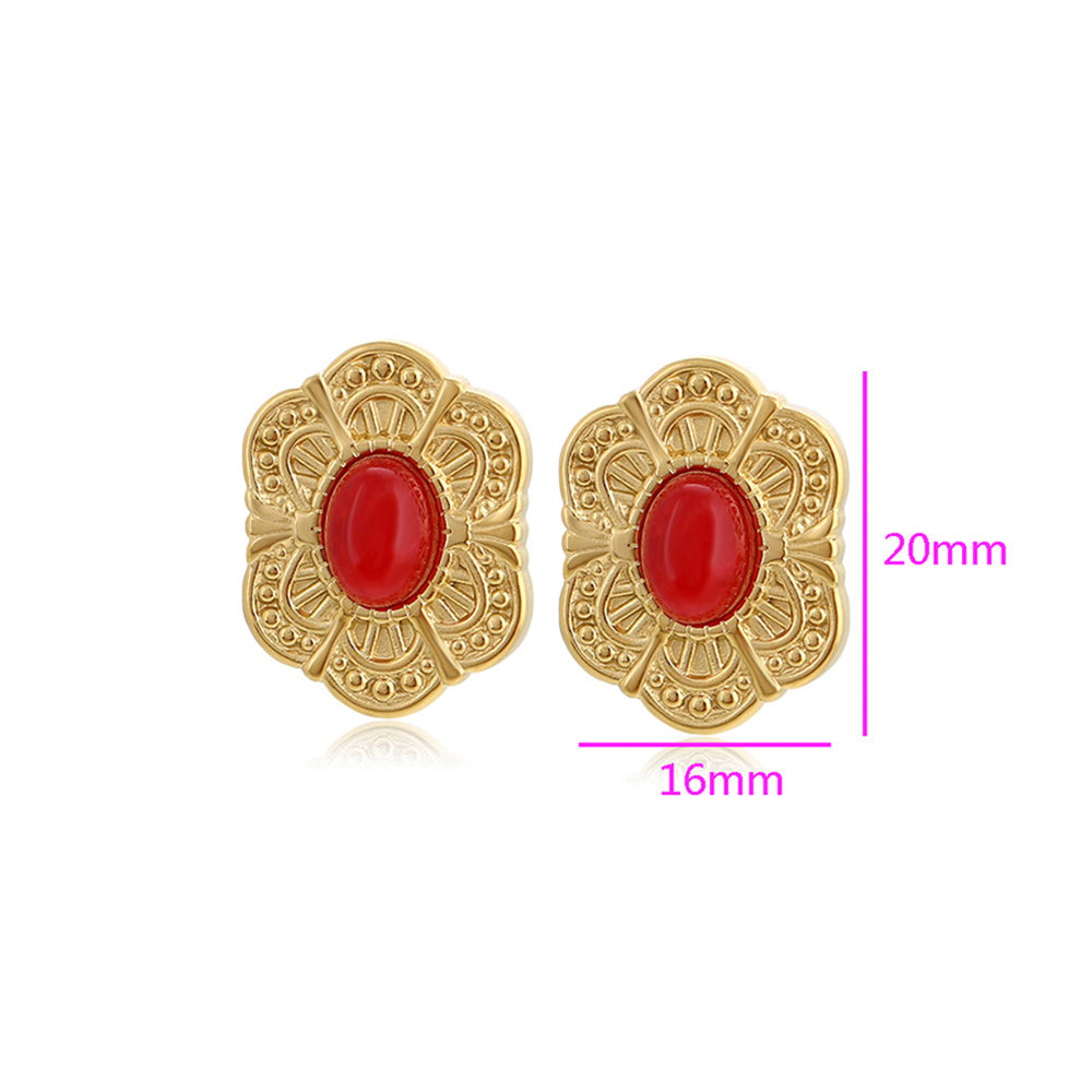 Pozlacené Slitinové Náušnice s Červeným Emporia® Křišťálem