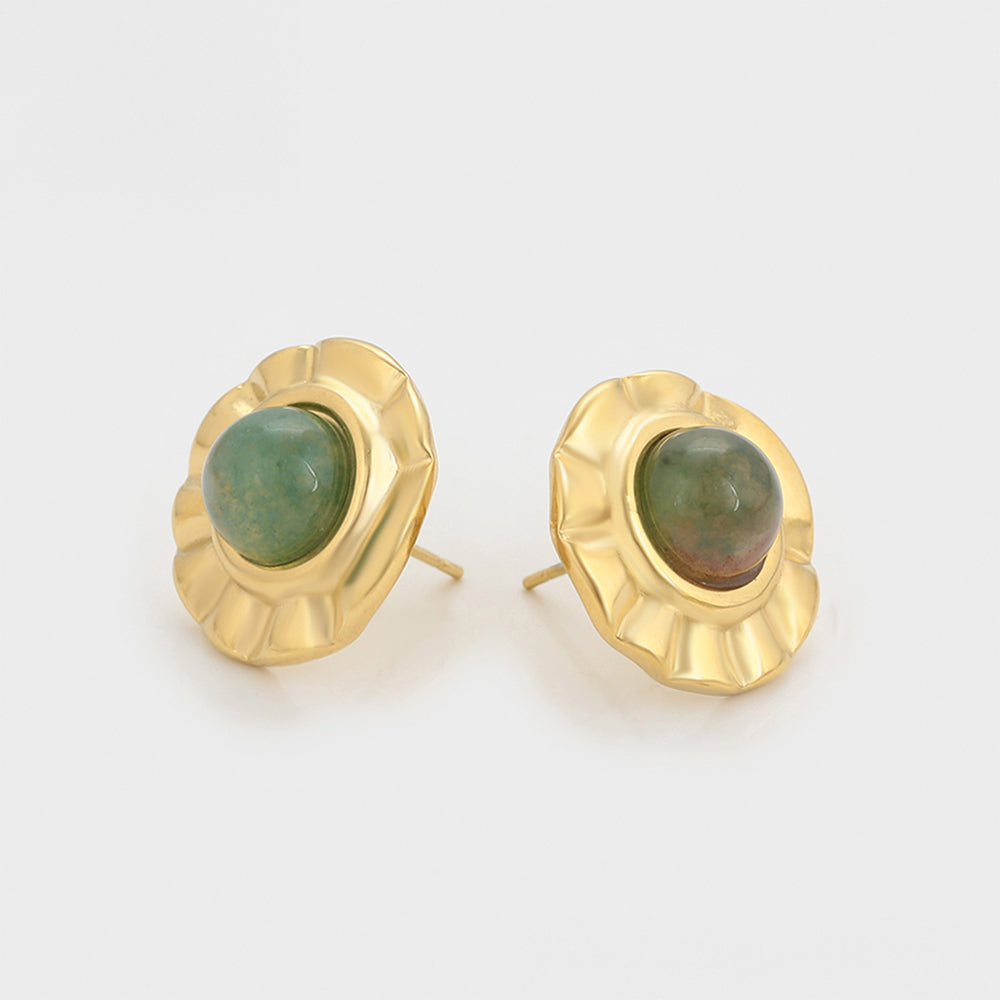 Pozlacené Slitinové Náušnice se Zeleným Emporia® Křišťálem 4 