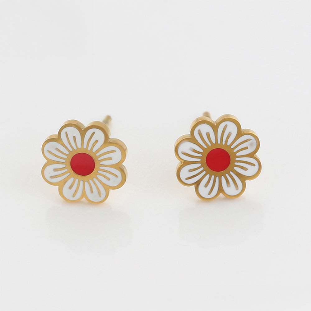 Pozlacené Slitinové Náušnice se Smaltem 4 