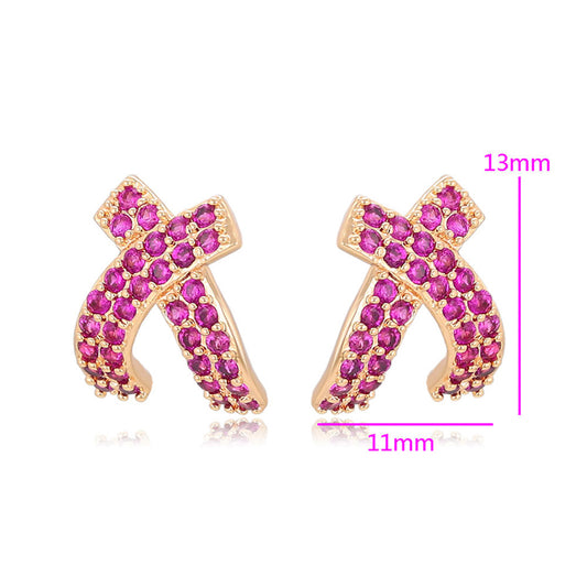 Pozlacené Slitinové Náušnice s Růžovým Emporia® Křišťálem