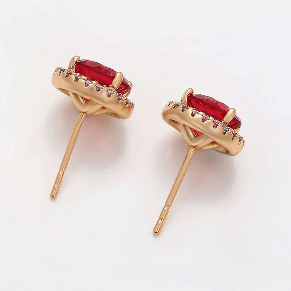 Pozlacené Slitinové Náušnice s Červeným Emporia® Křišťálem a Bílým Emporia® Křišťálem