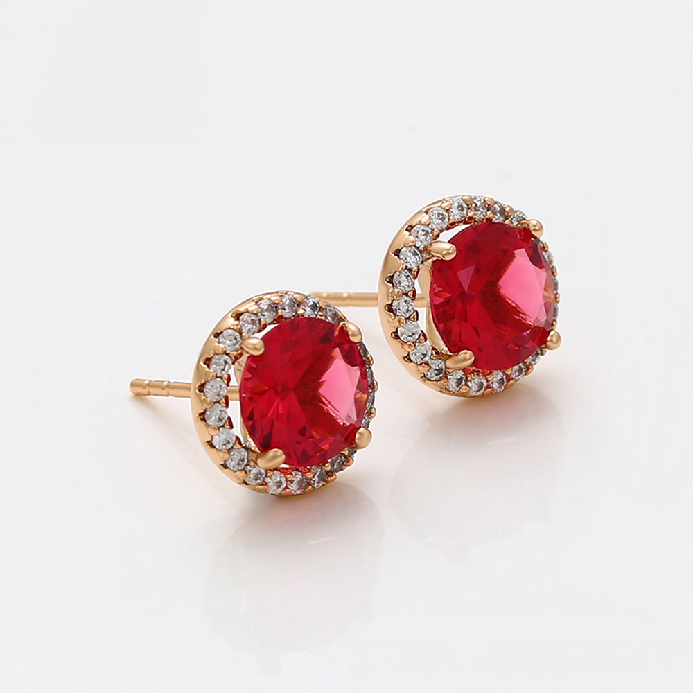 Pozlacené Slitinové Náušnice s Červeným Emporia® Křišťálem a Bílým Emporia® Křišťálem