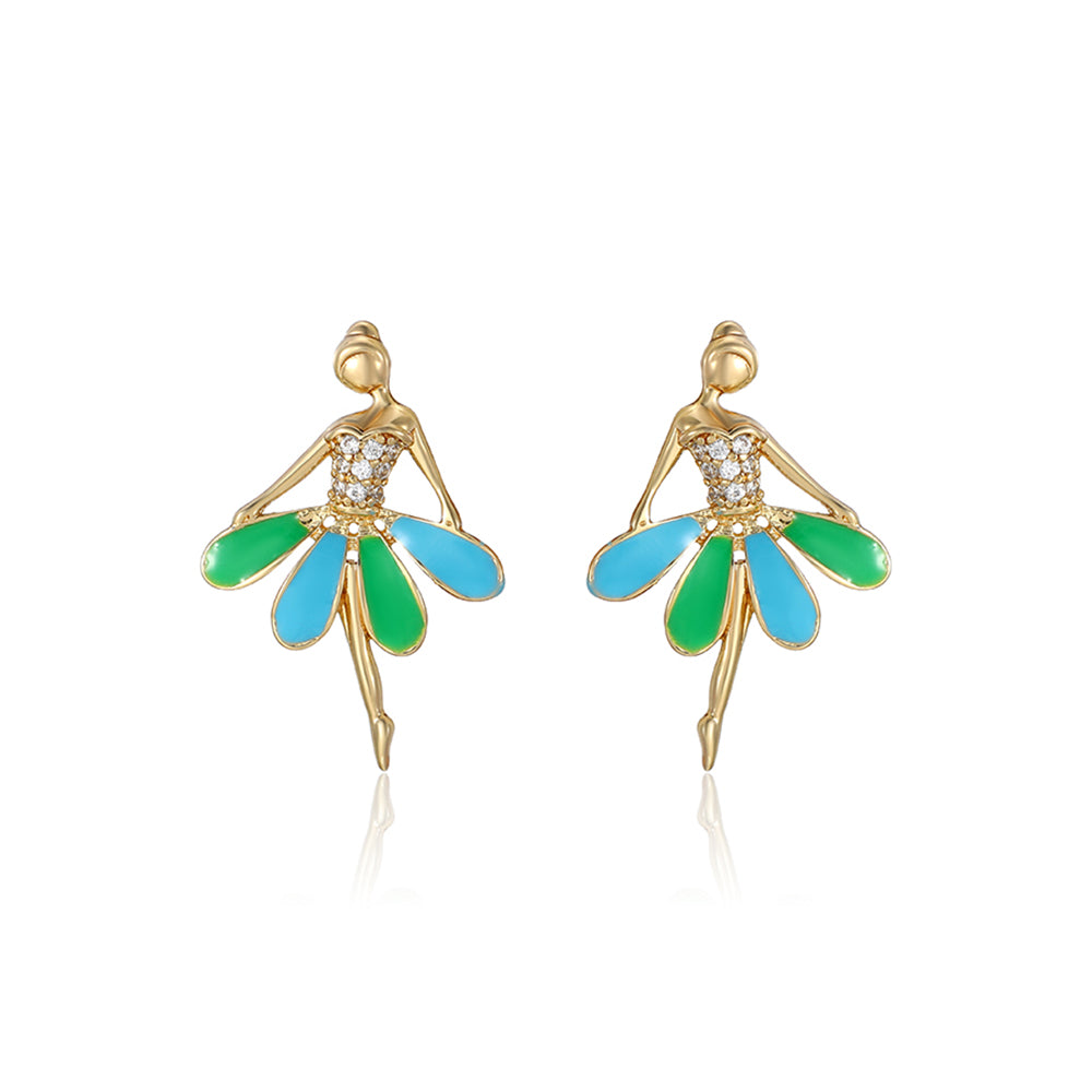 Pozlacené Slitinové Náušnice se Smaltem a Bílým Emporia® Křišťálem