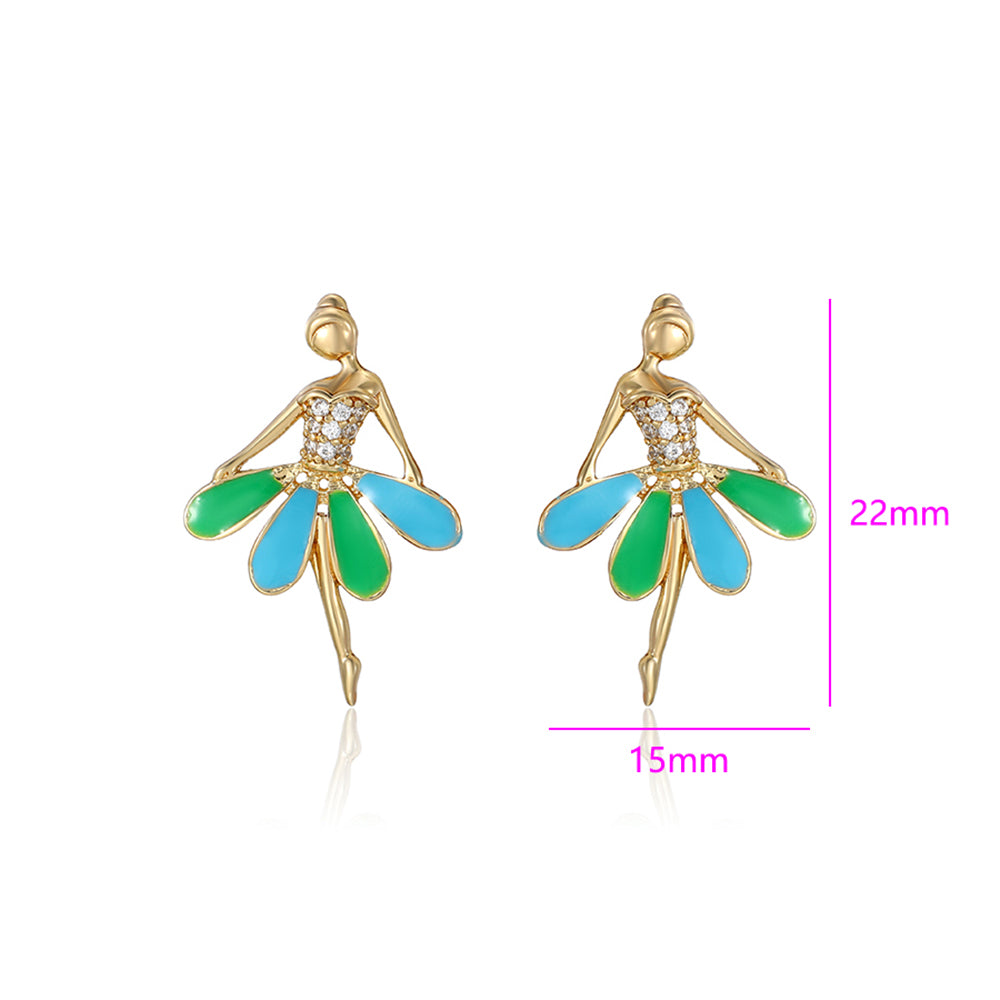 Pozlacené Slitinové Náušnice se Smaltem a Bílým Emporia® Křišťálem