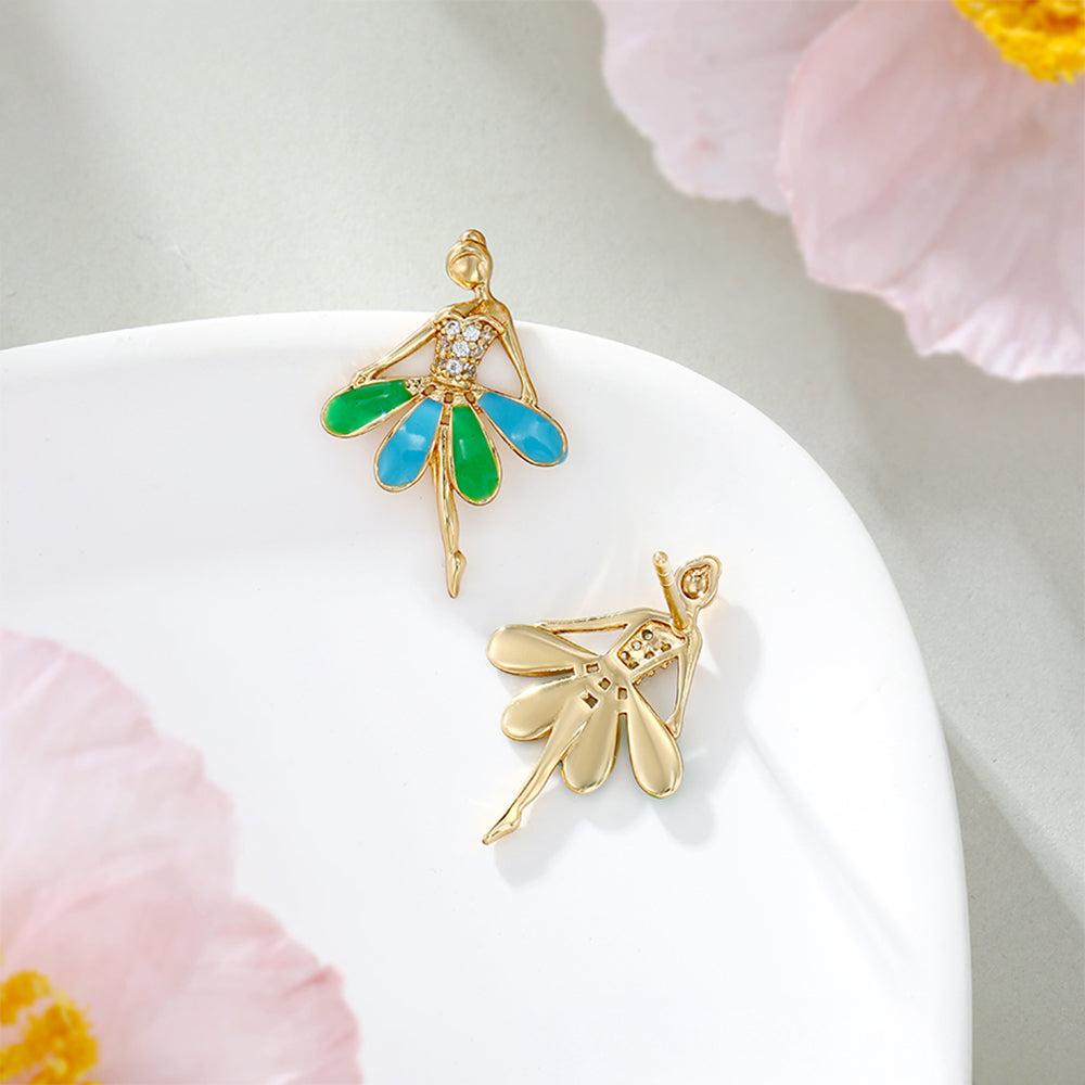 Pozlacené Slitinové Náušnice se Smaltem a Bílým Emporia® Křišťálem 5 