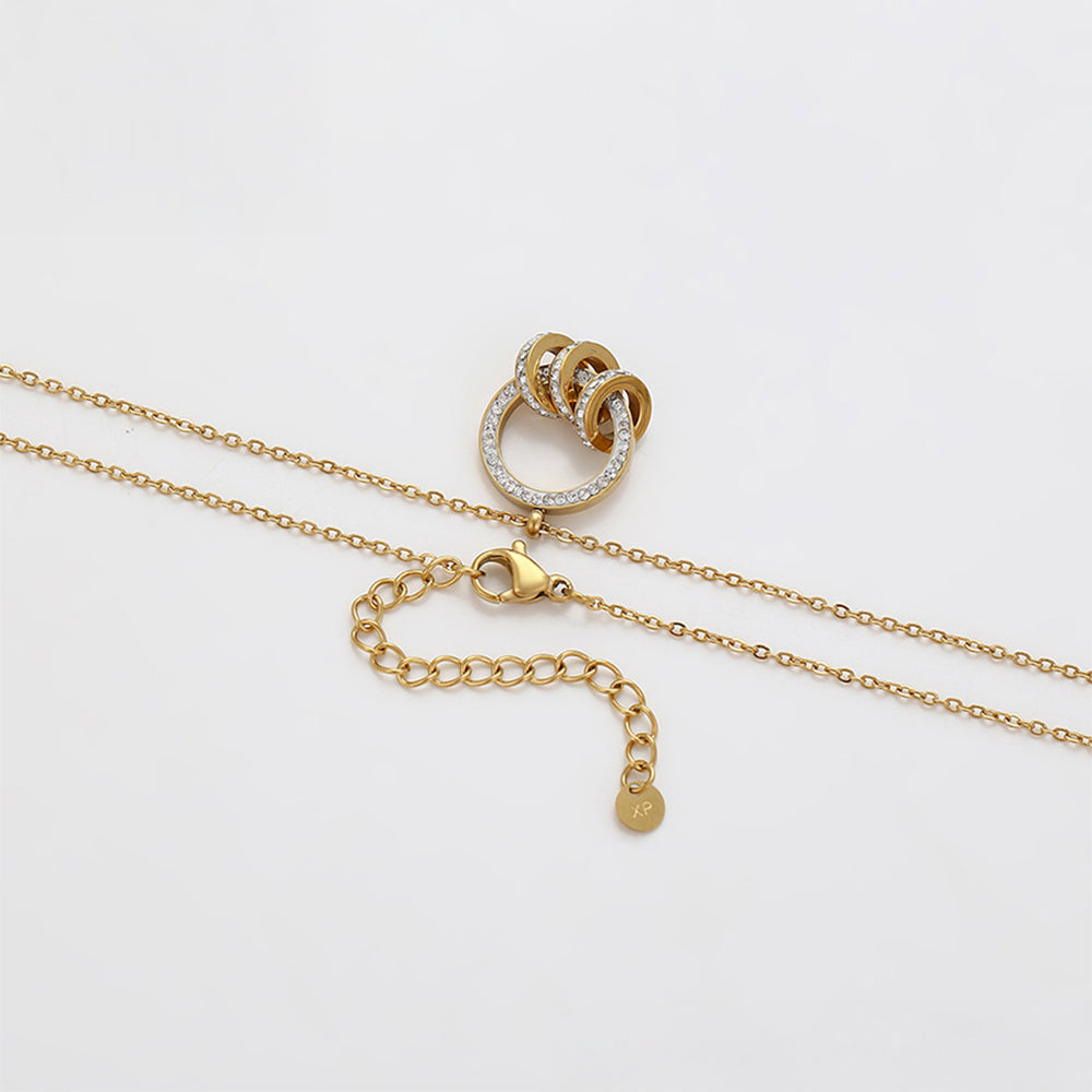 Pozlacená Slitinová Sada s Bílým Emporia® Křišťálem ( Náhrdelník+Náušnice+Přívěsek )