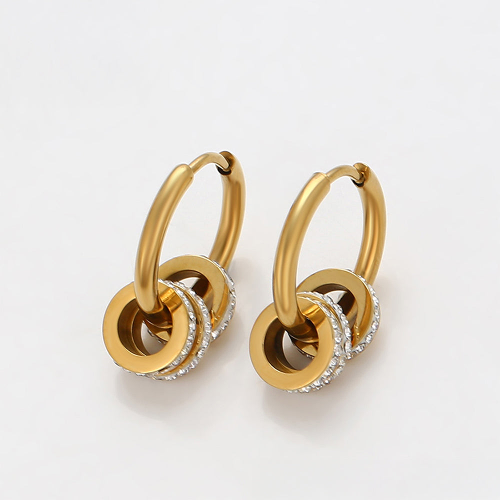 Pozlacená Slitinová Sada s Bílým Emporia® Křišťálem ( Náhrdelník+Náušnice+Přívěsek )