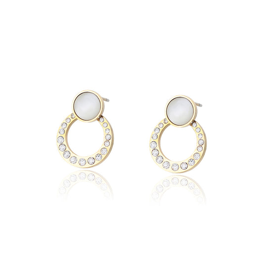 Pozlacené Slitinové Náušnice s Bílým Emporia® Křišťálem