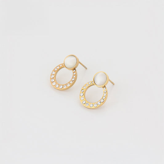 Pozlacené Slitinové Náušnice s Bílým Emporia® Křišťálem