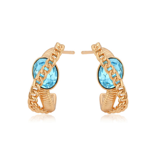 Pozlacené Slitinové Náušnice s Modrým Emporia® Křišťálem