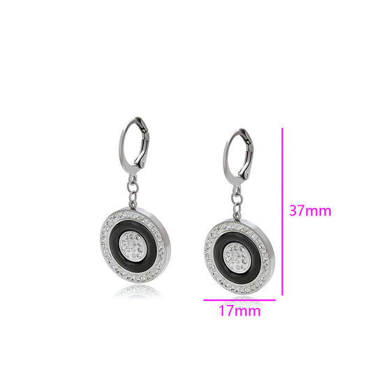 Pozlacené Slitinové Náušnice s Bílým Emporia® Křišťálem a Černým Emporia® Křišťálem