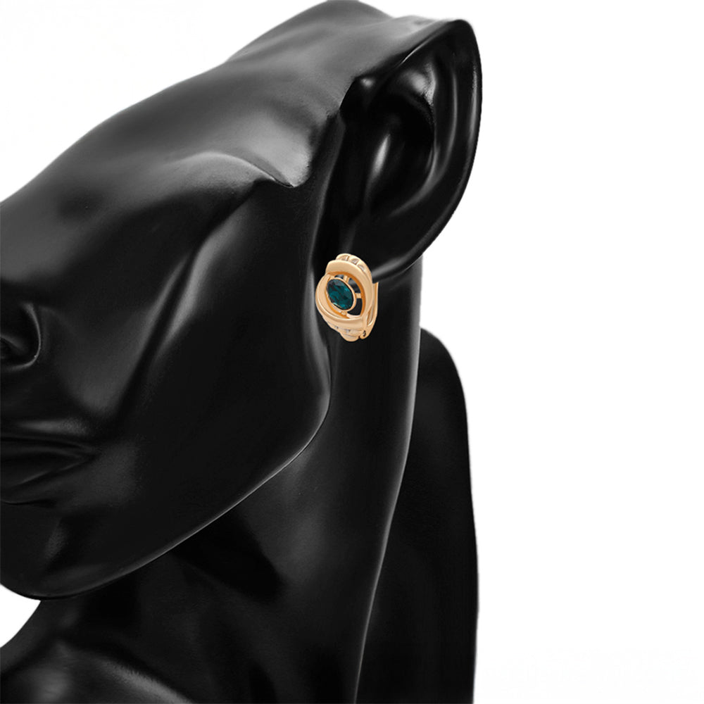 Pozlacené Slitinové Náušnice se Zeleným Emporia® Křišťálem 8 