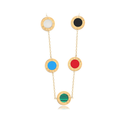 Pozlacený Slitinový Náhrdelník s Červeným Emporia® Křišťálem a Modrým Emporia® Křišťálem