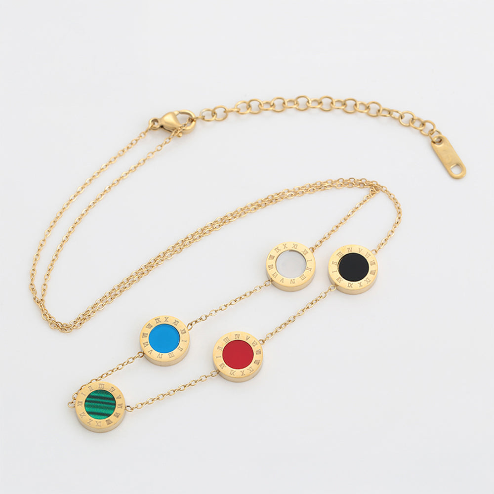 Pozlacený Slitinový Náhrdelník s Červeným Emporia® Křišťálem a Modrým Emporia® Křišťálem 1 