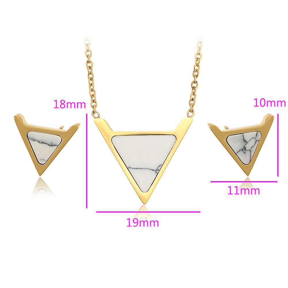 Pozlacená Slitinová Sada s Bílým Emporia® Křišťálem ( Náhrdelník+Náušnice ) 3 