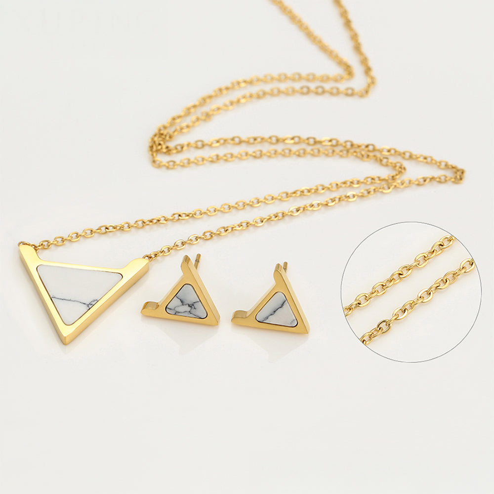 Pozlacená Slitinová Sada s Bílým Emporia® Křišťálem ( Náhrdelník+Náušnice ) 1 