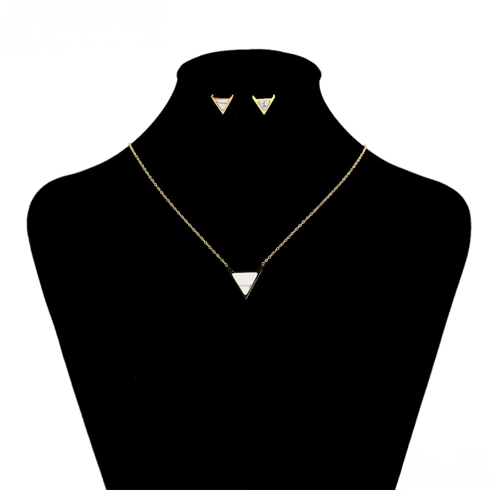 Pozlacená Slitinová Sada s Bílým Emporia® Křišťálem ( Náhrdelník+Náušnice ) 9 