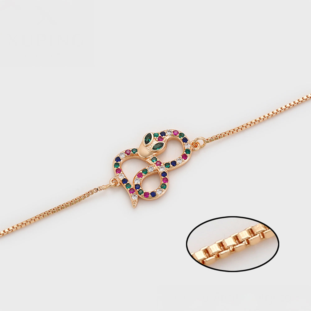 Pozlacený Slitinový Náramek s Červeným Emporia® Křišťálem a se Zeleným Emporia® Křišťálem 7 