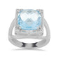 Stříbrný Prsten s Nebesky Modrým Topazem a Bílým Topazem