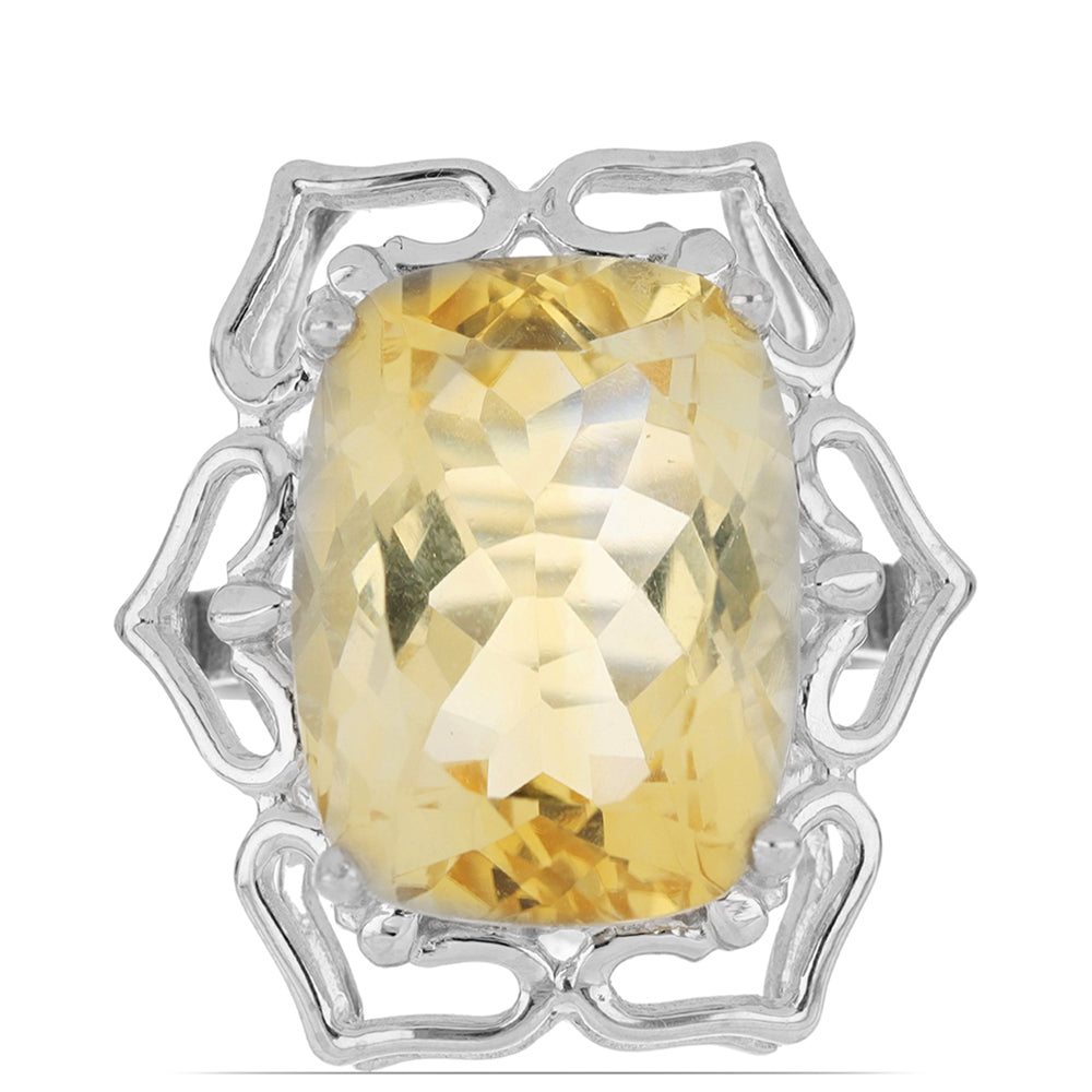 Stříbro 925/1000 - Prsten s Uralským Citrínem - Karátové číslo: 8.71. přibližná hmotnost: 6.37 gramů