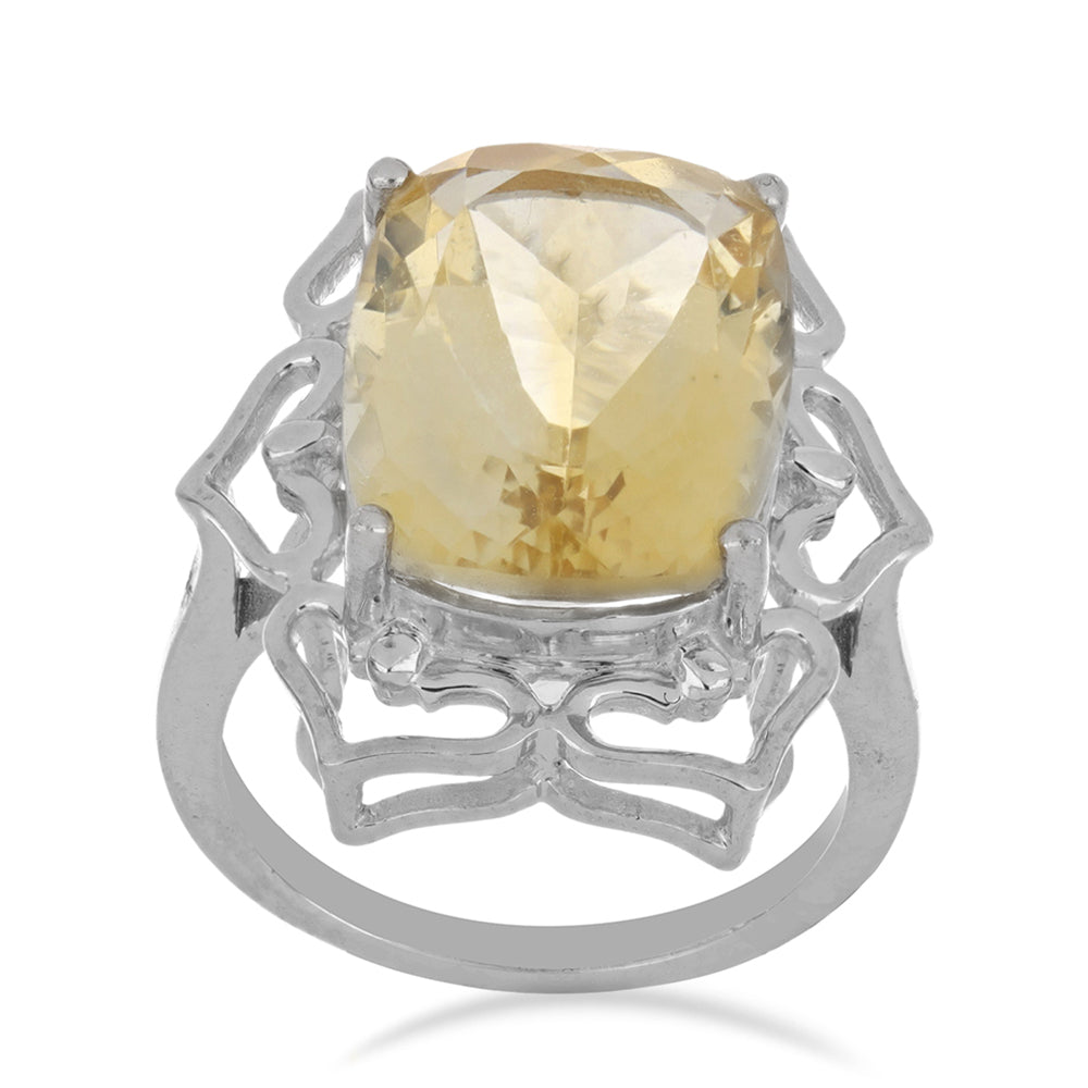 Stříbro 925/1000 - Prsten s Uralským Citrínem - Karátové číslo: 8.71. přibližná hmotnost: 6.37 gramů 2 