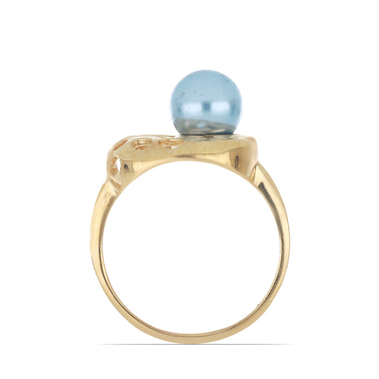 Pozlacený Stříbrný Prsten se Modrá Sladkovodní Perlou