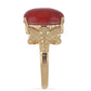 Pozlacené Stříbro 925/1000 - Prsten s Červeným Houbovým Korálem - Karátové číslo: 5.75. přibližná hmotnost: 6.11 gramů